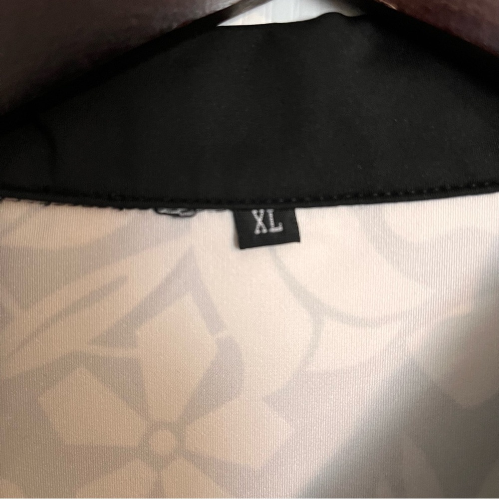 Soneven Black and White Floral 1/4 Zip Golf Polo Wicking Top Size XL - Picture 6 of 11